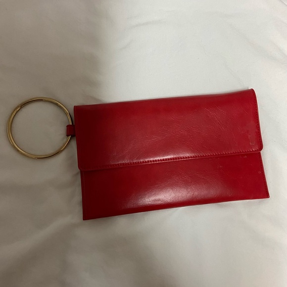 Women's Leather Clutch - Wristlet - Red - Gold - Aldo Accessories - Picture 2 of 5